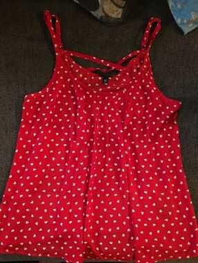 torrid Red Heart-Print Crisscross Strap Camisole Top